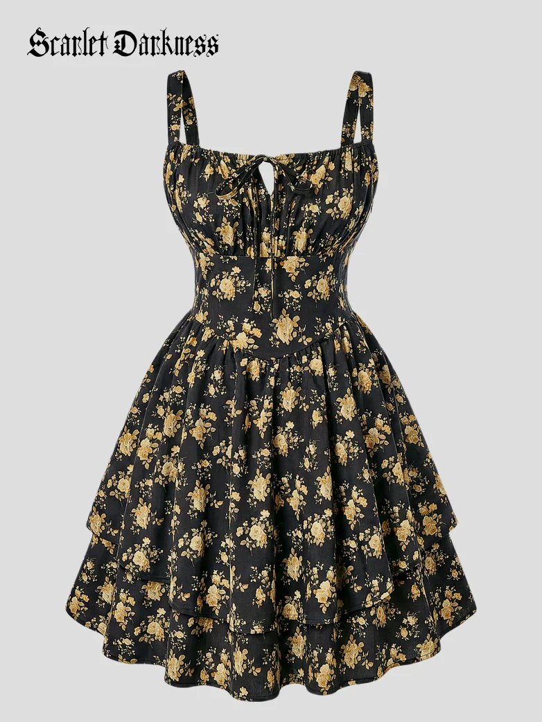 Women Summer Floral Puffy Corset Dress - Image 72