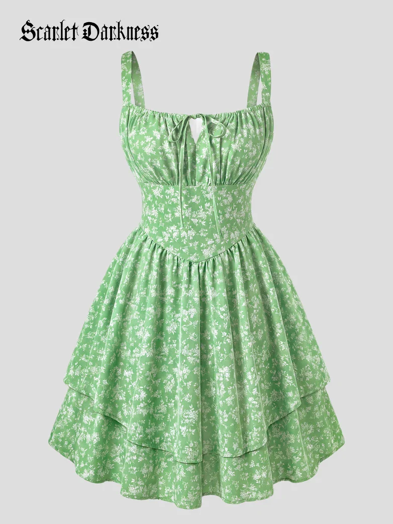 Women Summer Floral Puffy Corset Dress - Image 74