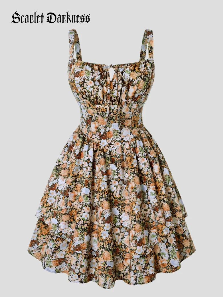 Women Summer Floral Puffy Corset Dress - Image 76