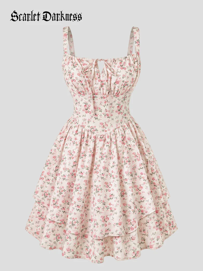 Women Summer Floral Puffy Corset Dress - Image 78