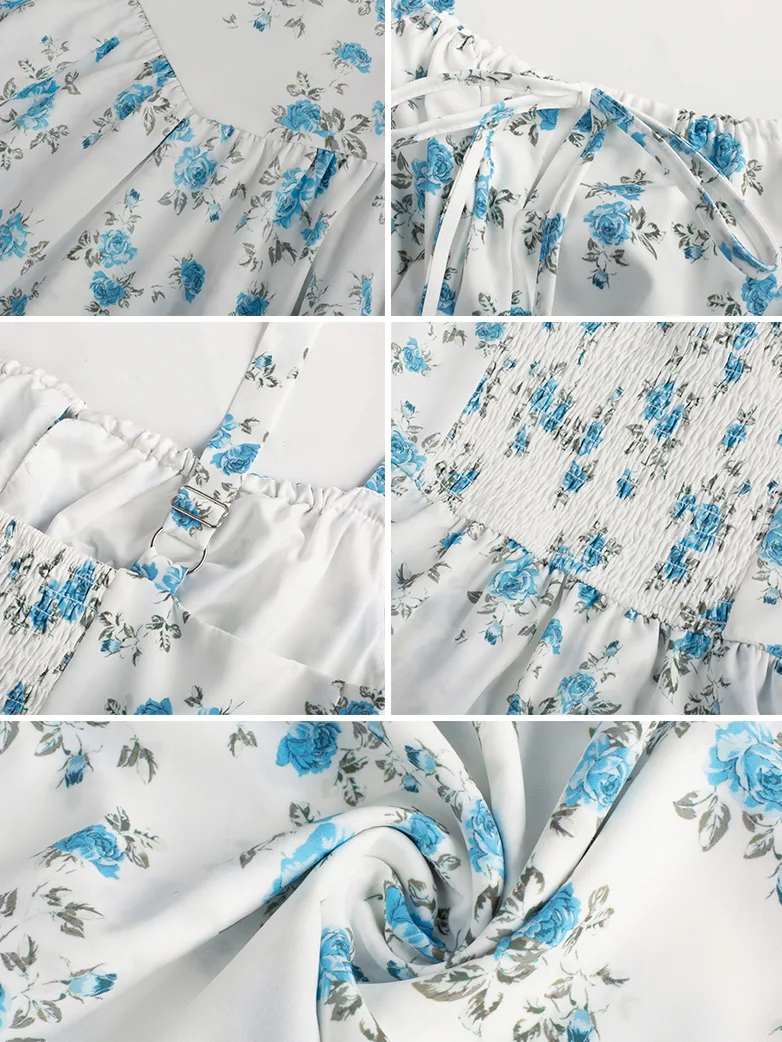 Women Summer Floral Puffy Corset Dress - Image 8