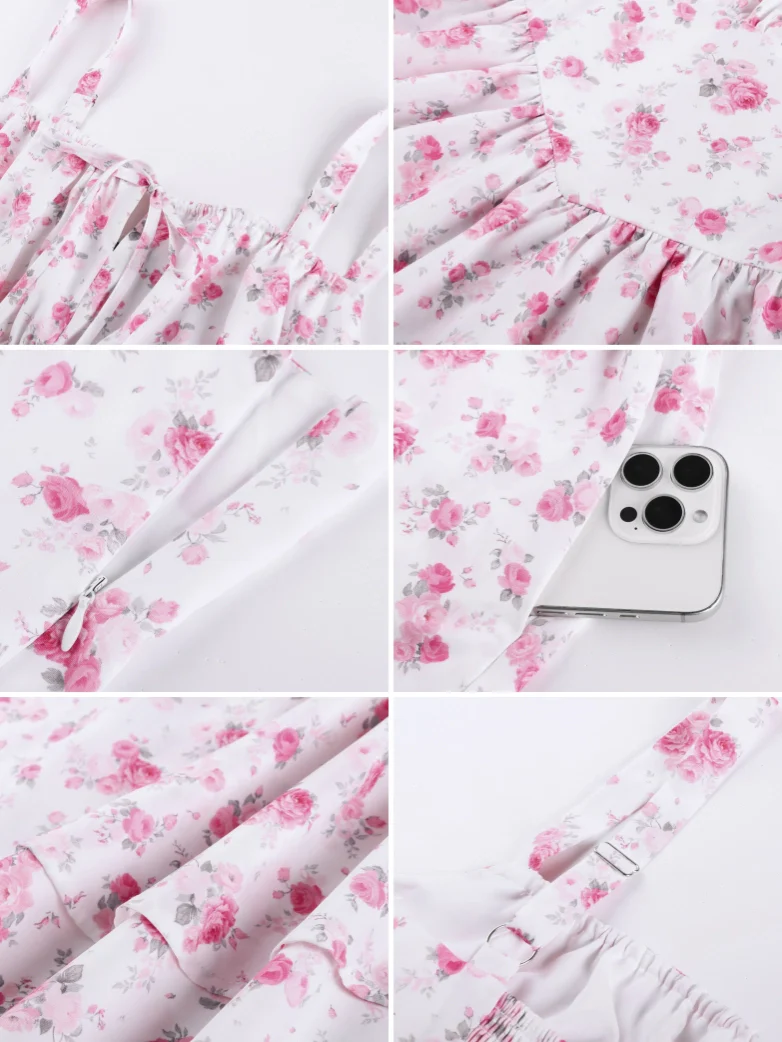 Women Summer Floral Puffy Corset Dress - Image 87