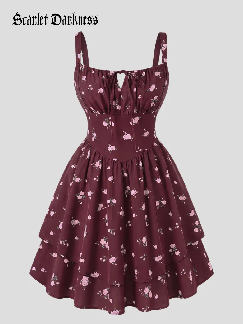 Women Summer Floral Puffy Corset Dress - Image 88