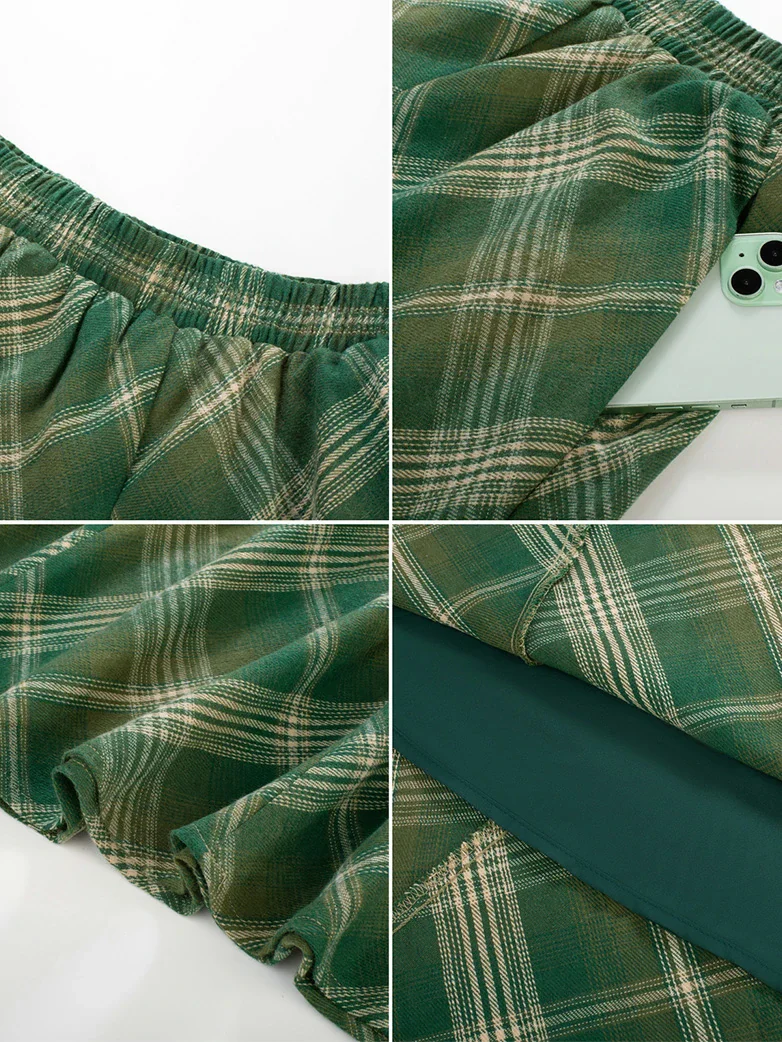 2025 Renaissance Cotton Plaid Swing Skirt with Pockets - Image 20