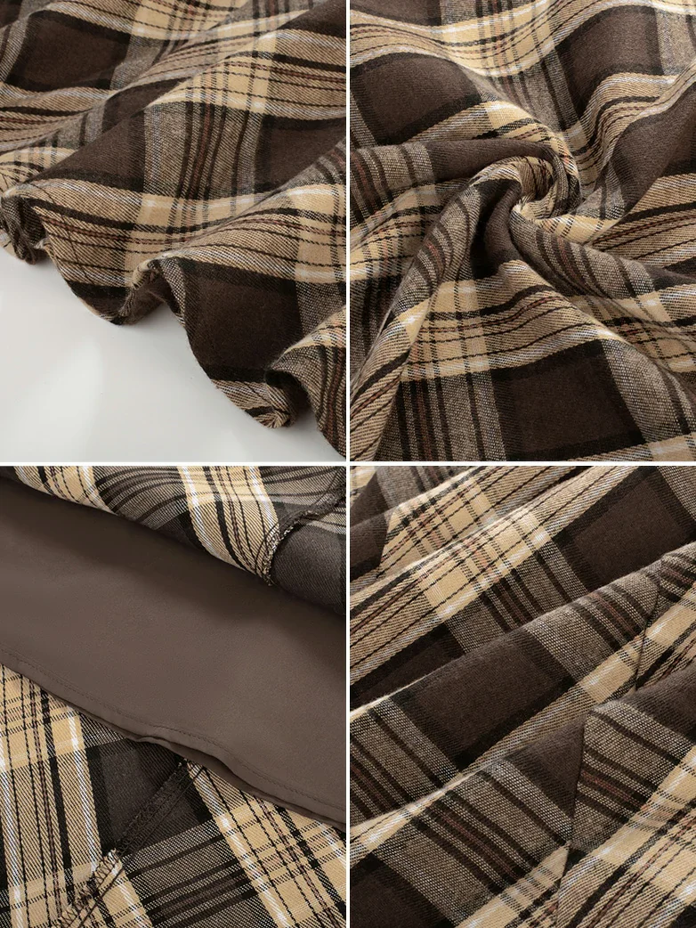 2025 Renaissance Cotton Plaid Swing Skirt with Pockets - Image 6