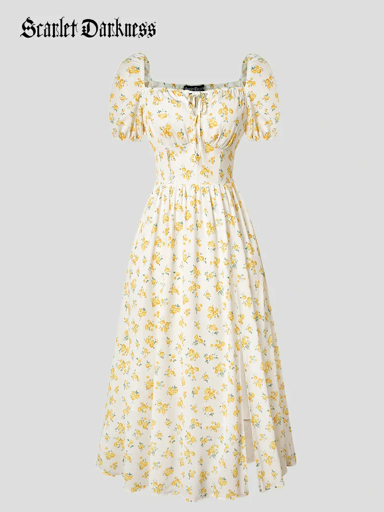Victorian Spring Slit Party Sundress with Pockets - Image 12