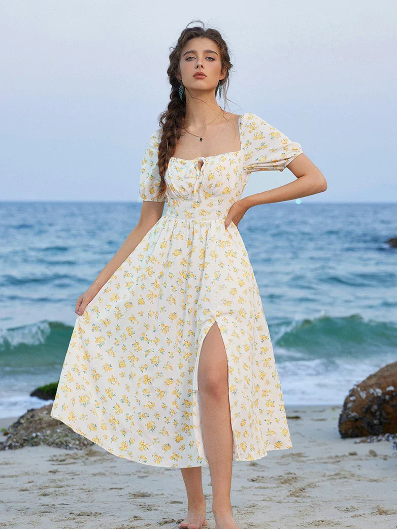 Victorian Spring Slit Party Sundress with Pockets - Image 13