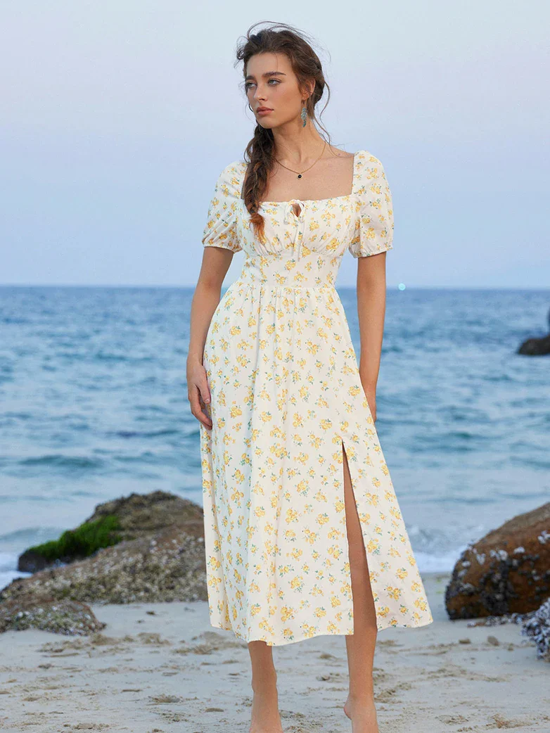 Victorian Spring Slit Party Sundress with Pockets - Image 14