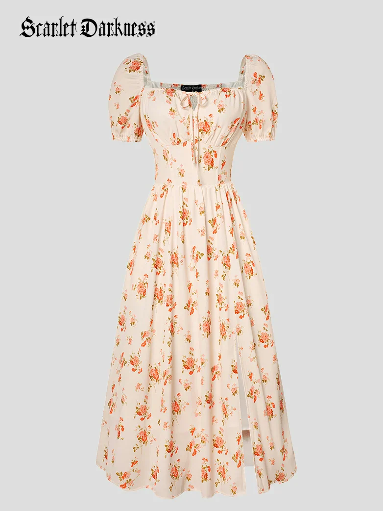 Victorian Spring Slit Party Sundress with Pockets - Image 18