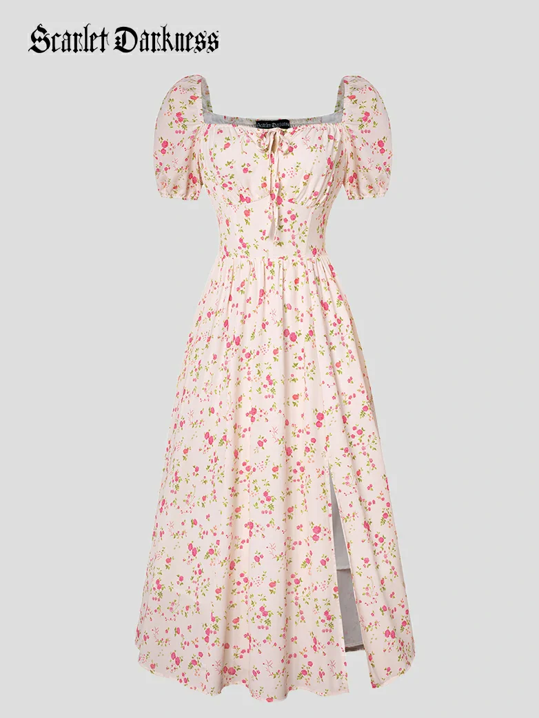 Victorian Spring Slit Party Sundress with Pockets - Image 21