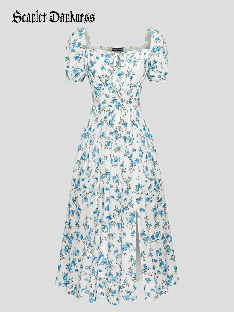 Victorian Spring Slit Party Sundress with Pockets - Image 24