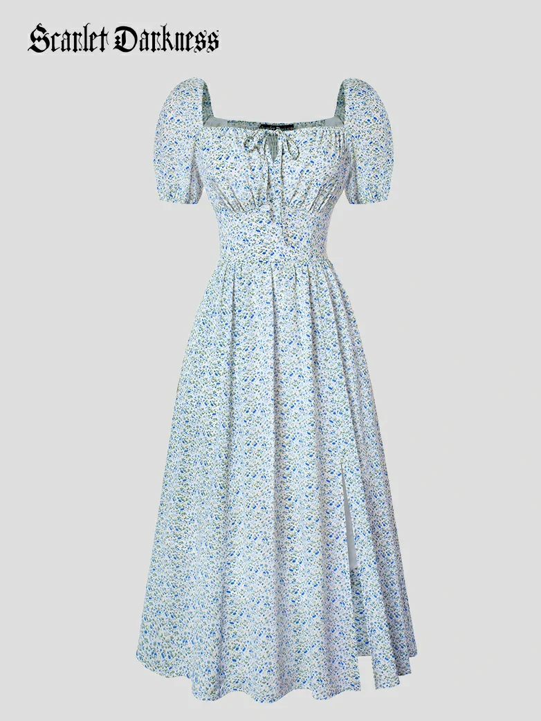 Victorian Spring Slit Party Sundress with Pockets - Image 28