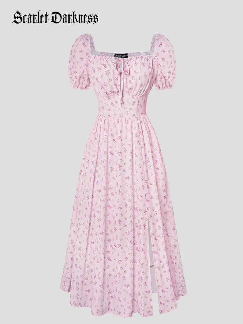 Victorian Spring Slit Party Sundress with Pockets - Image 34