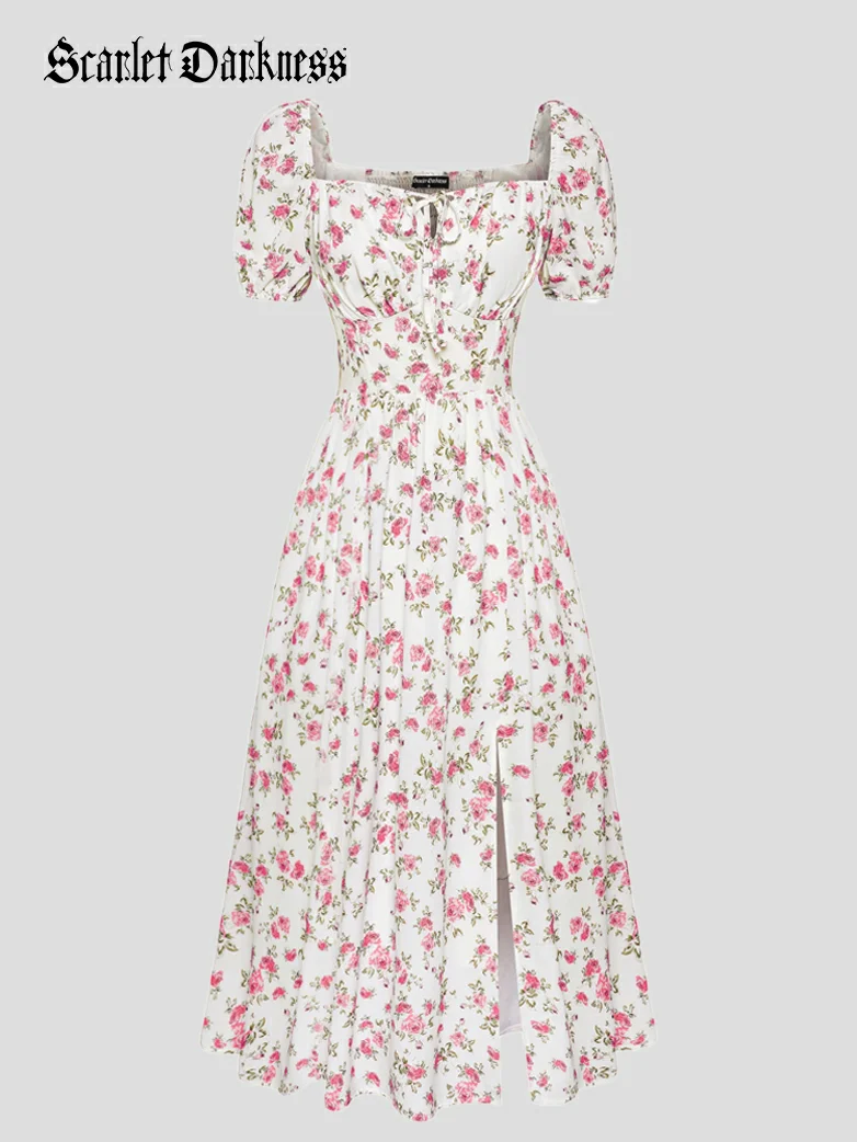 Victorian Spring Slit Party Sundress with Pockets - Image 41