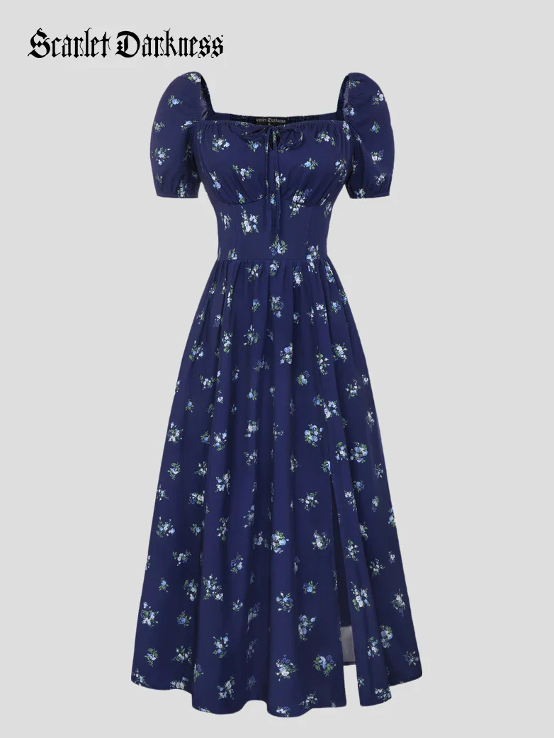 Victorian Spring Slit Party Sundress with Pockets - Image 45