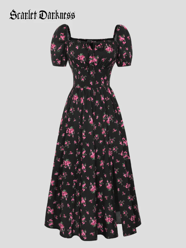 Victorian Spring Slit Party Sundress with Pockets - Image 48