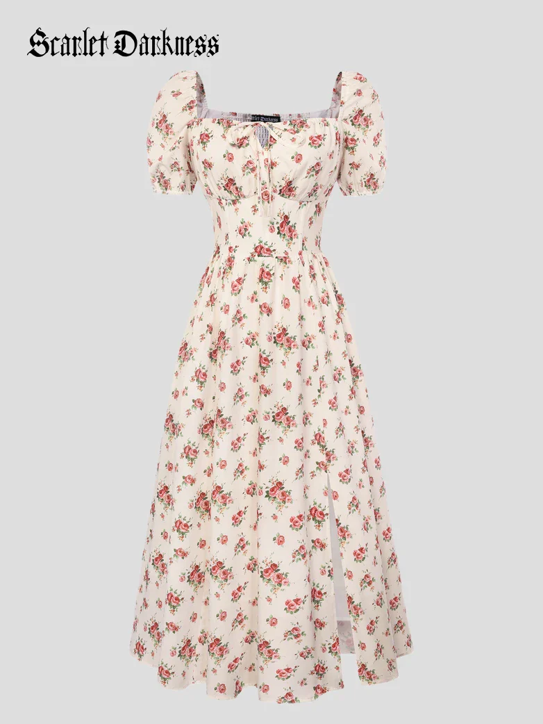 Victorian Spring Slit Party Sundress with Pockets - Image 54