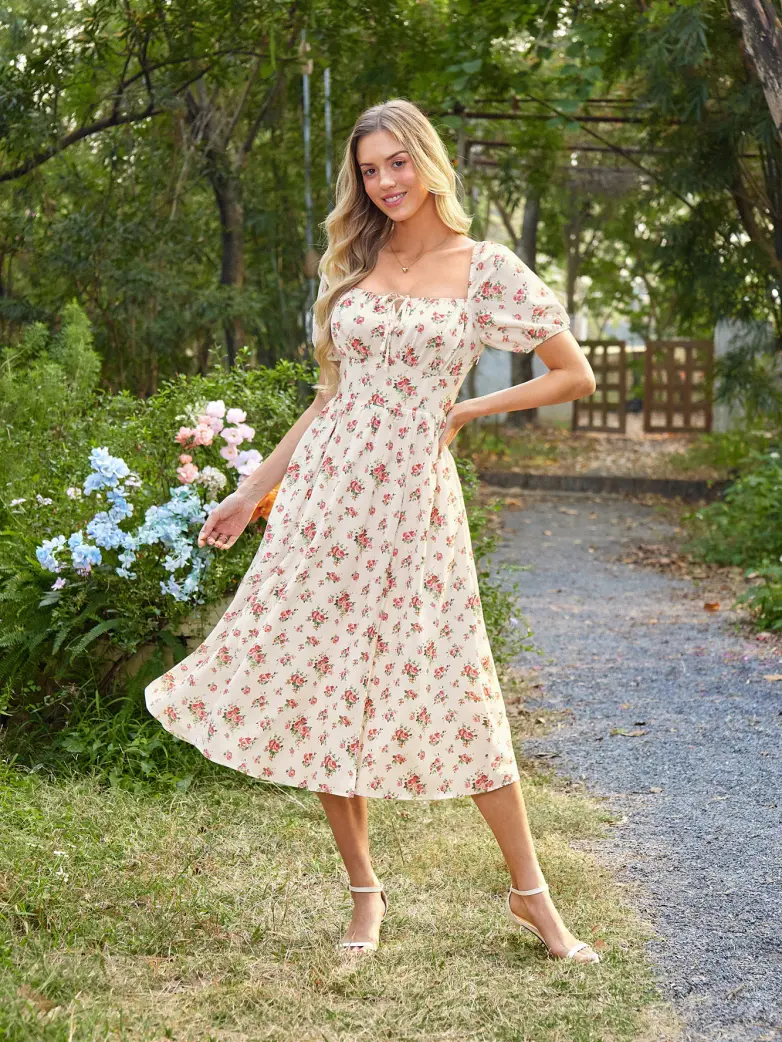 Victorian Spring Slit Party Sundress with Pockets - Image 56