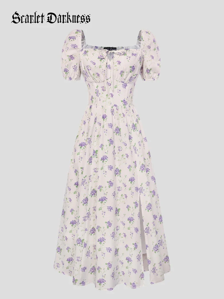 Victorian Spring Slit Party Sundress with Pockets - Image 60
