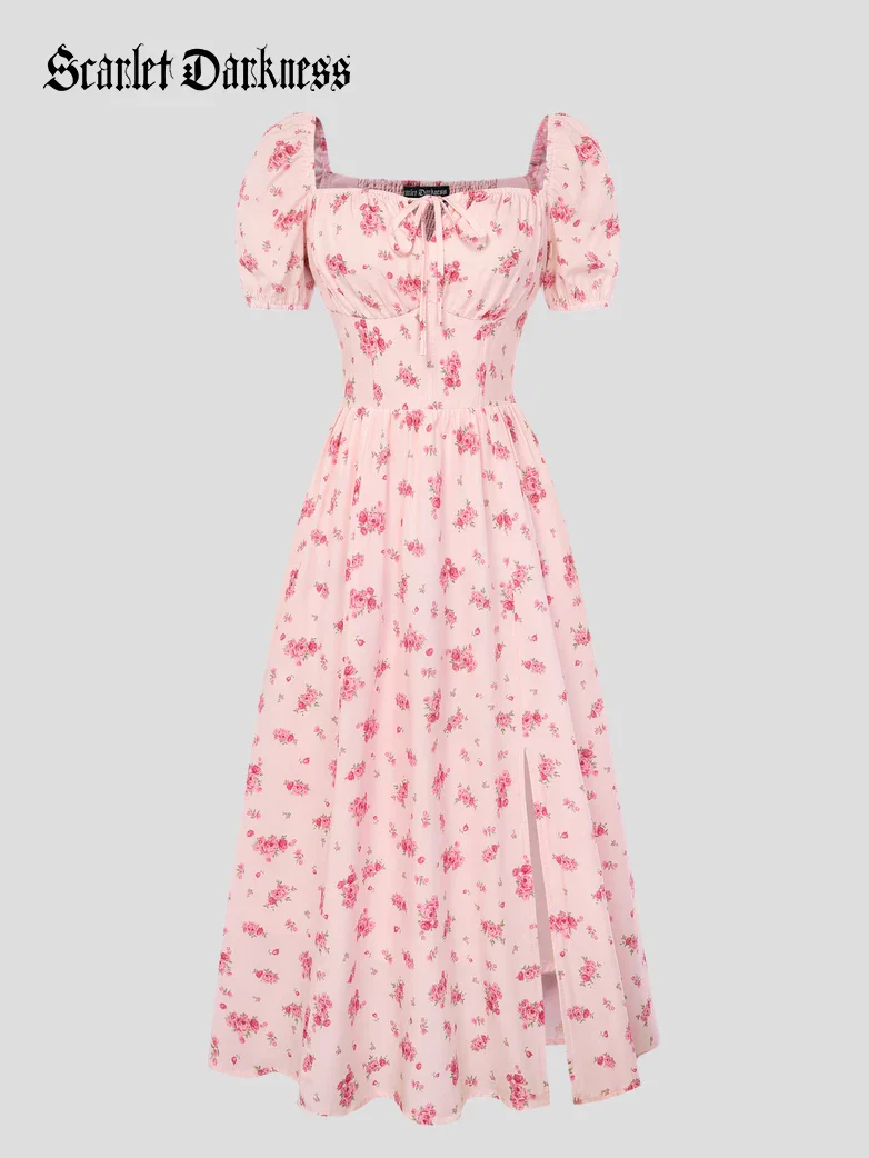 Victorian Spring Slit Party Sundress with Pockets - Image 63