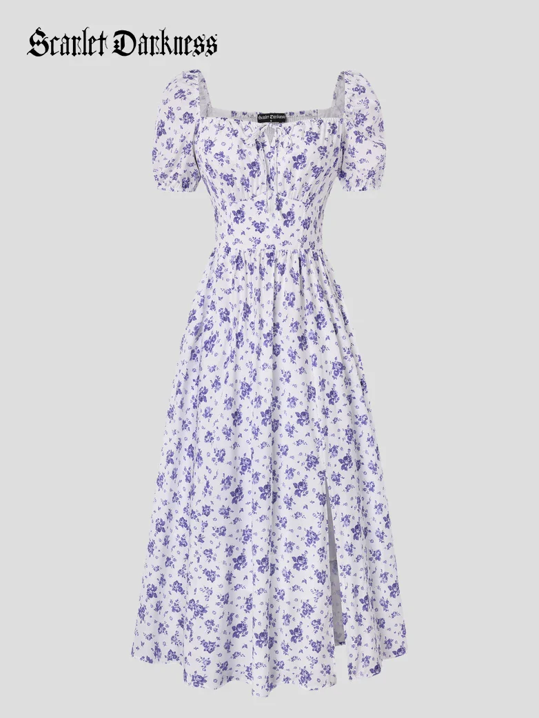 Victorian Spring Slit Party Sundress with Pockets - Image 69