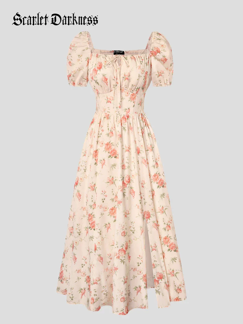 Victorian Spring Slit Party Sundress with Pockets - Image 75