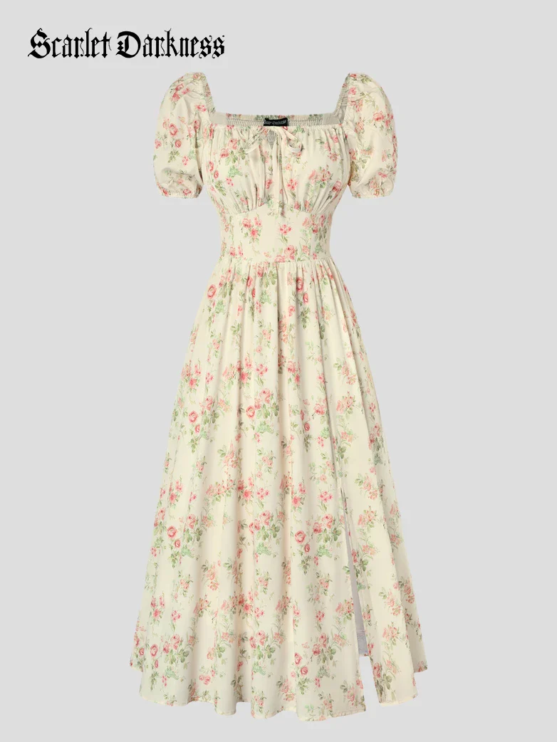 Victorian Spring Slit Party Sundress with Pockets - Image 84