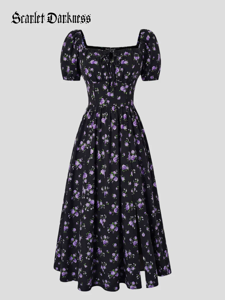 Victorian Spring Slit Party Sundress with Pockets - Image 89