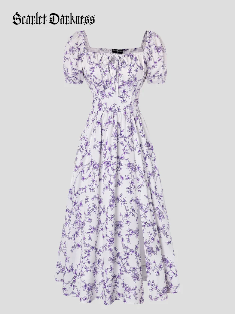 Victorian Spring Slit Party Sundress with Pockets - Image 95
