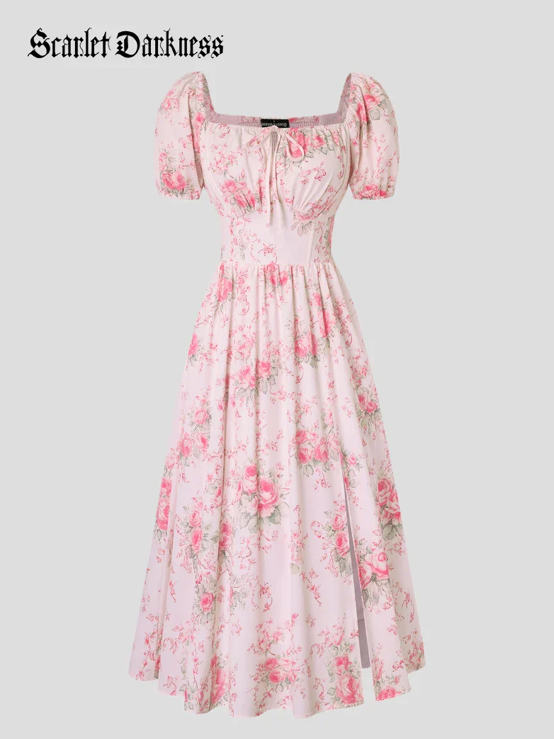 Victorian Spring Slit Party Sundress with Pockets - Image 98