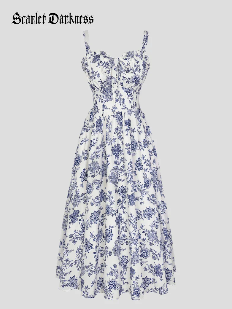 2026 Floral Corset Dress Long Milkmaid Dress with Pocket - Image 14