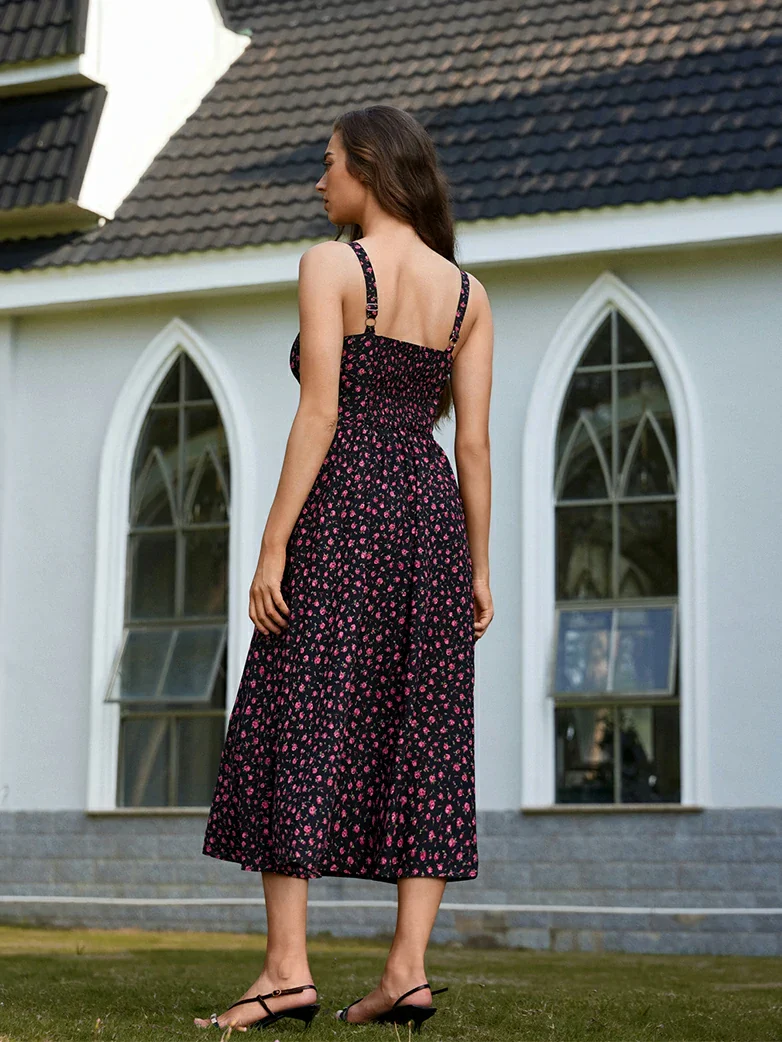 2026 Floral Corset Dress Long Milkmaid Dress with Pocket - Image 25