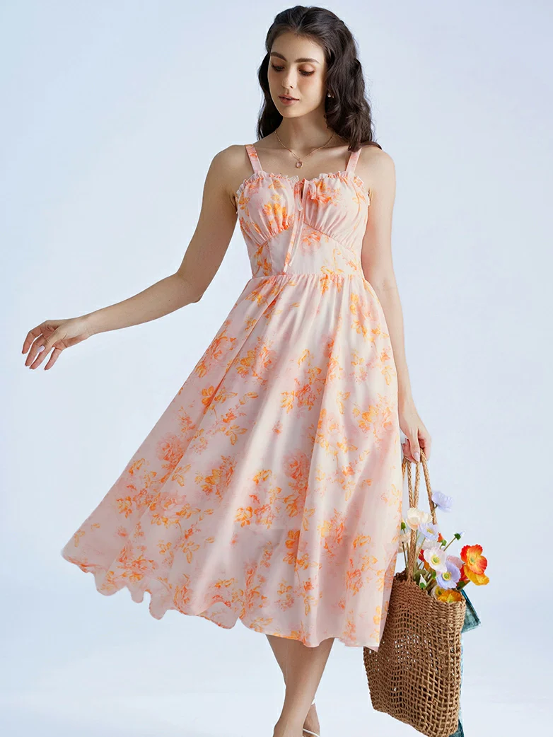 2026 Floral Corset Dress Long Milkmaid Dress with Pocket - Image 28