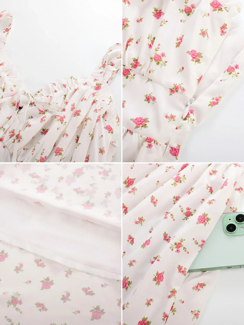 2026 Floral Corset Dress Long Milkmaid Dress with Pocket - Image 40