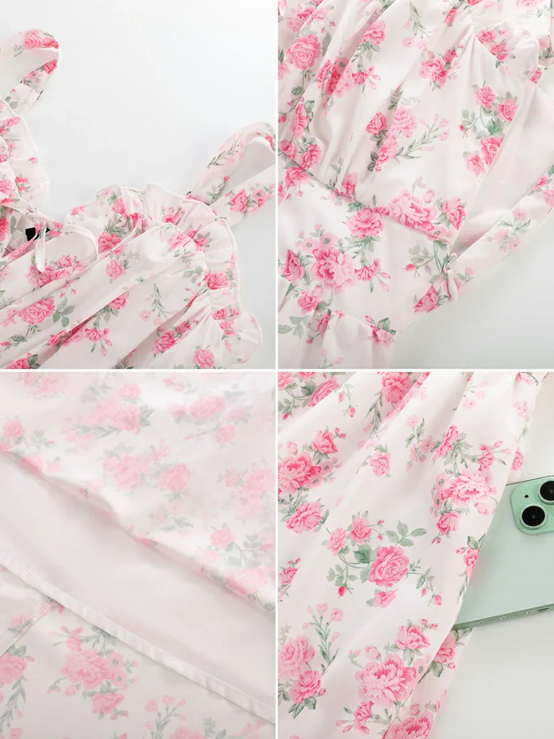2026 Floral Corset Dress Long Milkmaid Dress with Pocket - Image 42