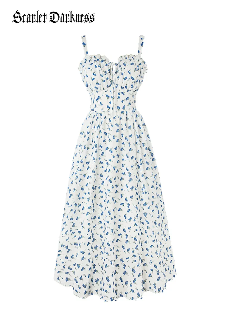 2026 Floral Corset Dress Long Milkmaid Dress with Pocket - Image 43