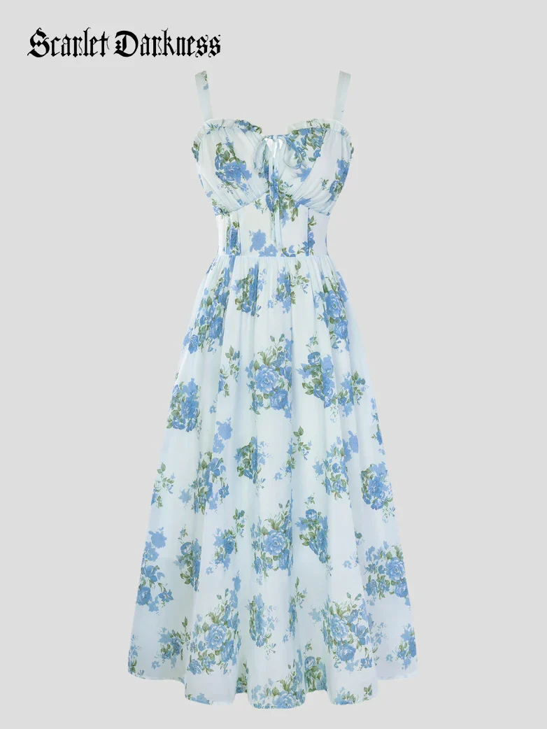 2026 Floral Corset Dress Long Milkmaid Dress with Pocket - Image 49