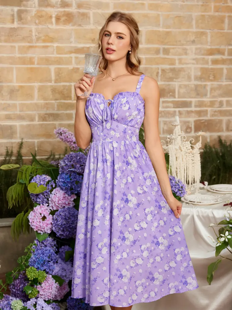 2026 Floral Corset Dress Long Milkmaid Dress with Pocket - Image 57