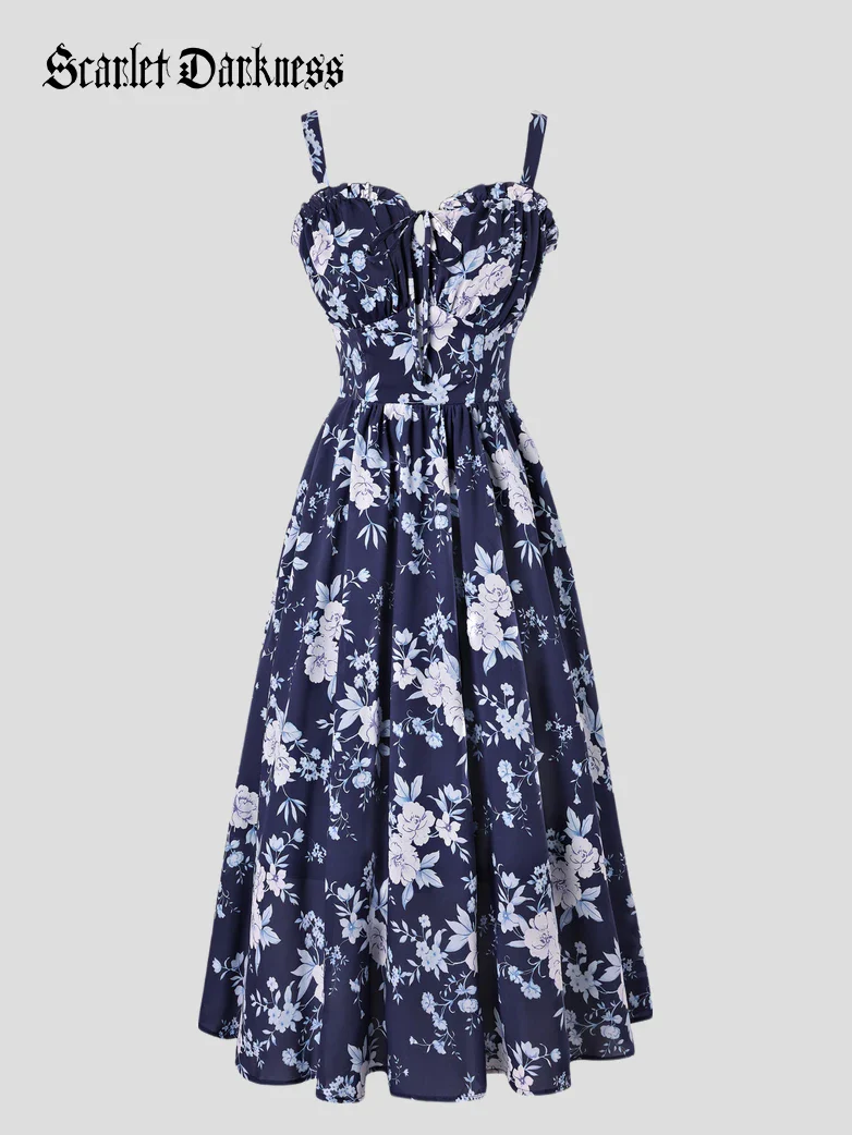 2026 Floral Corset Dress Long Milkmaid Dress with Pocket - Image 61