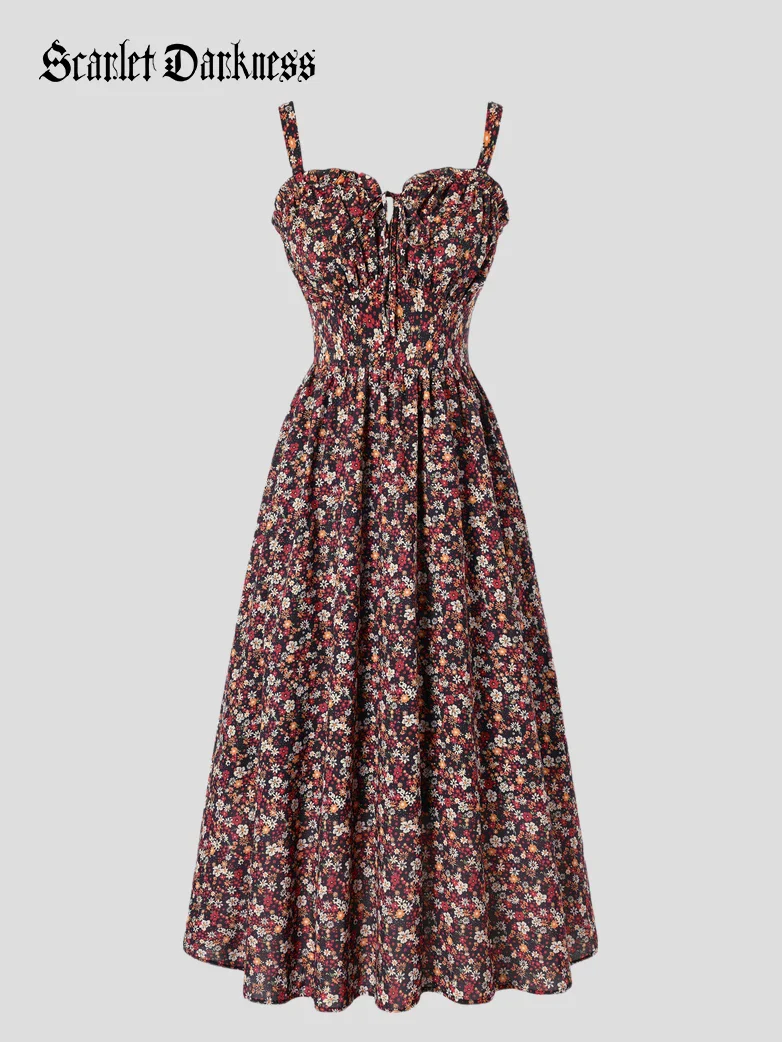 2026 Floral Corset Dress Long Milkmaid Dress with Pocket - Image 64