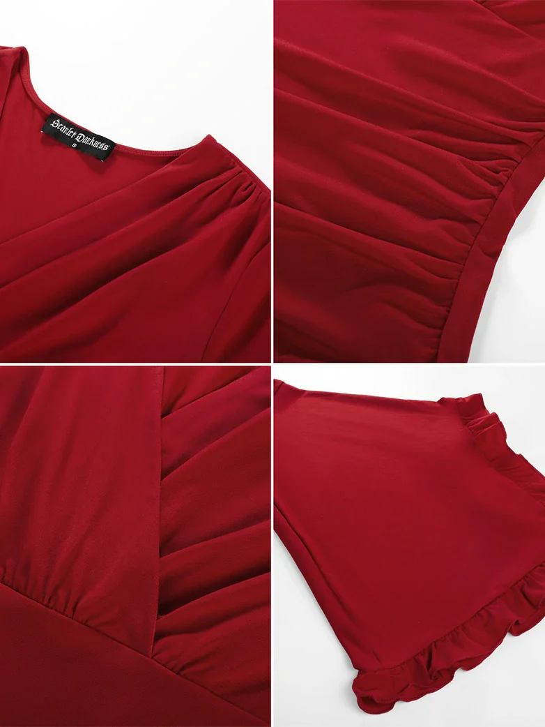 Women Long Sleeve Wrapped Surplice Witch Tops - Image 26