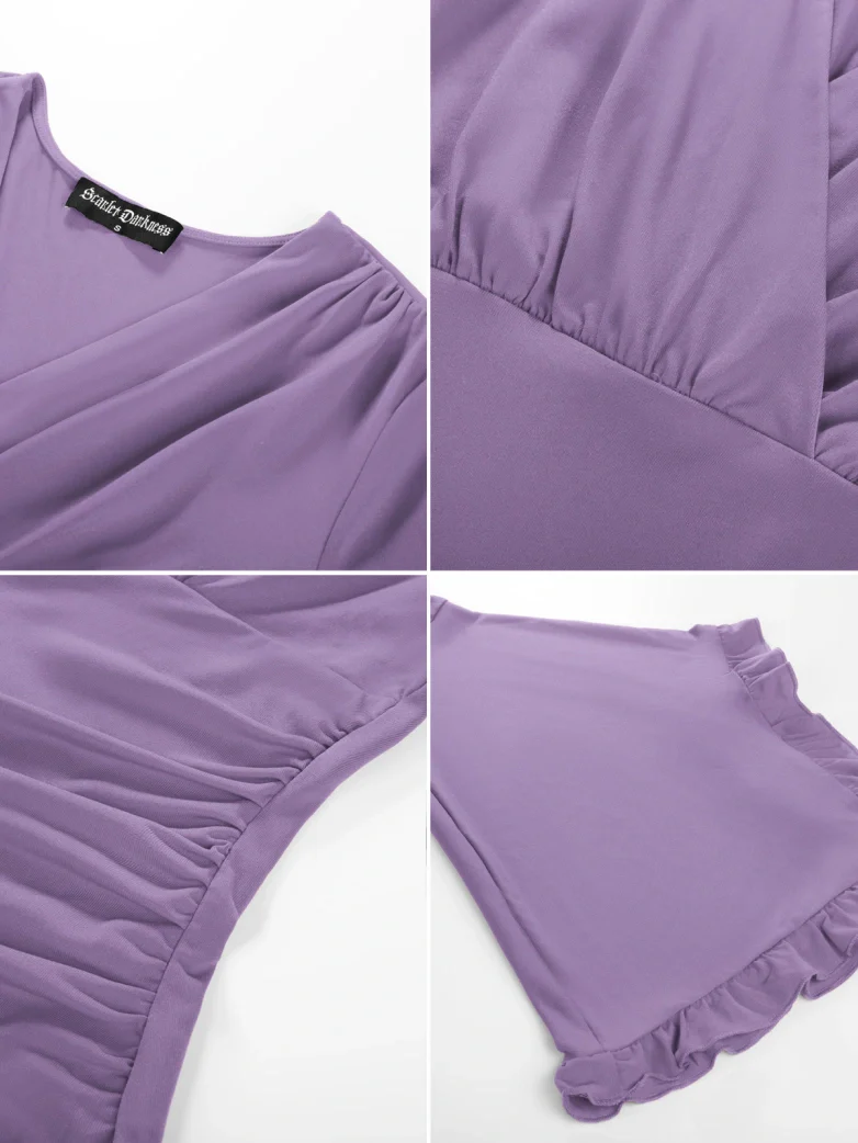 Women Long Sleeve Wrapped Surplice Witch Tops - Image 45