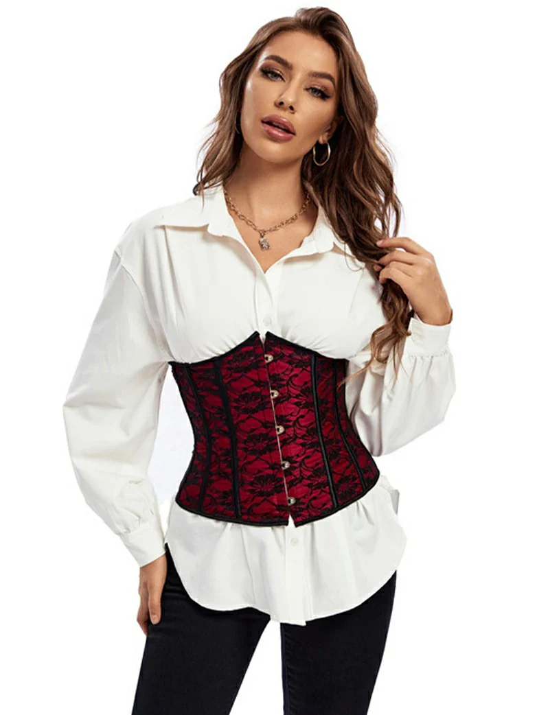 Victorian Gothic Waist Corset Shapewear with 14 Bones - Image 4