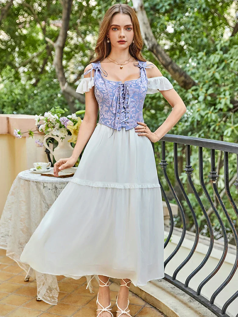 Women Victorian Corset Ren Faire Lace-up 10 Bones Vest - Image 10