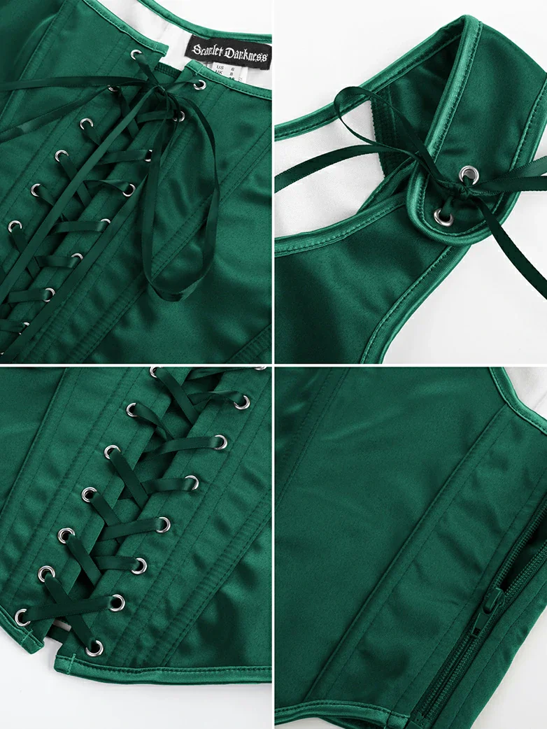 Women Victorian Corset Ren Faire Lace-up 10 Bones Vest - Image 34