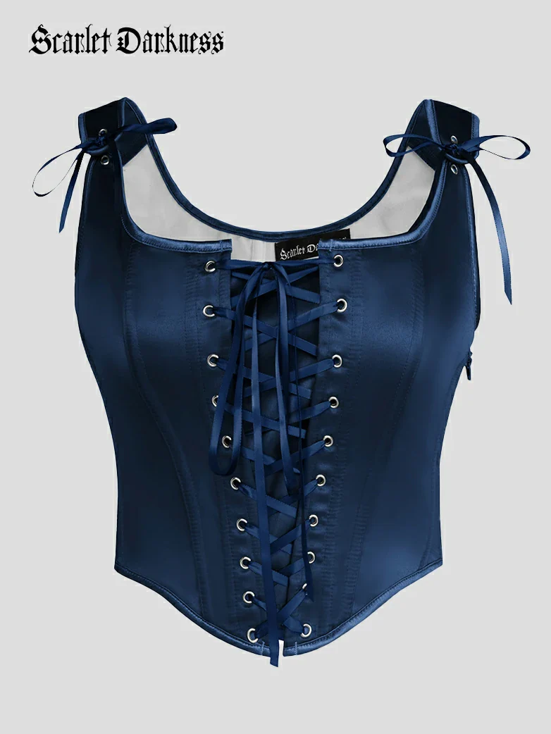 Women Victorian Corset Ren Faire Lace-up 10 Bones Vest - Image 35
