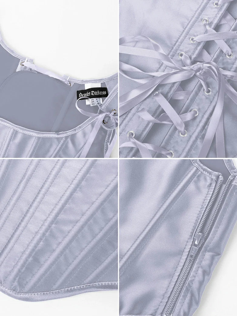 Body Shape Bustier Satin Corset Top with 14 Bones - Image 4