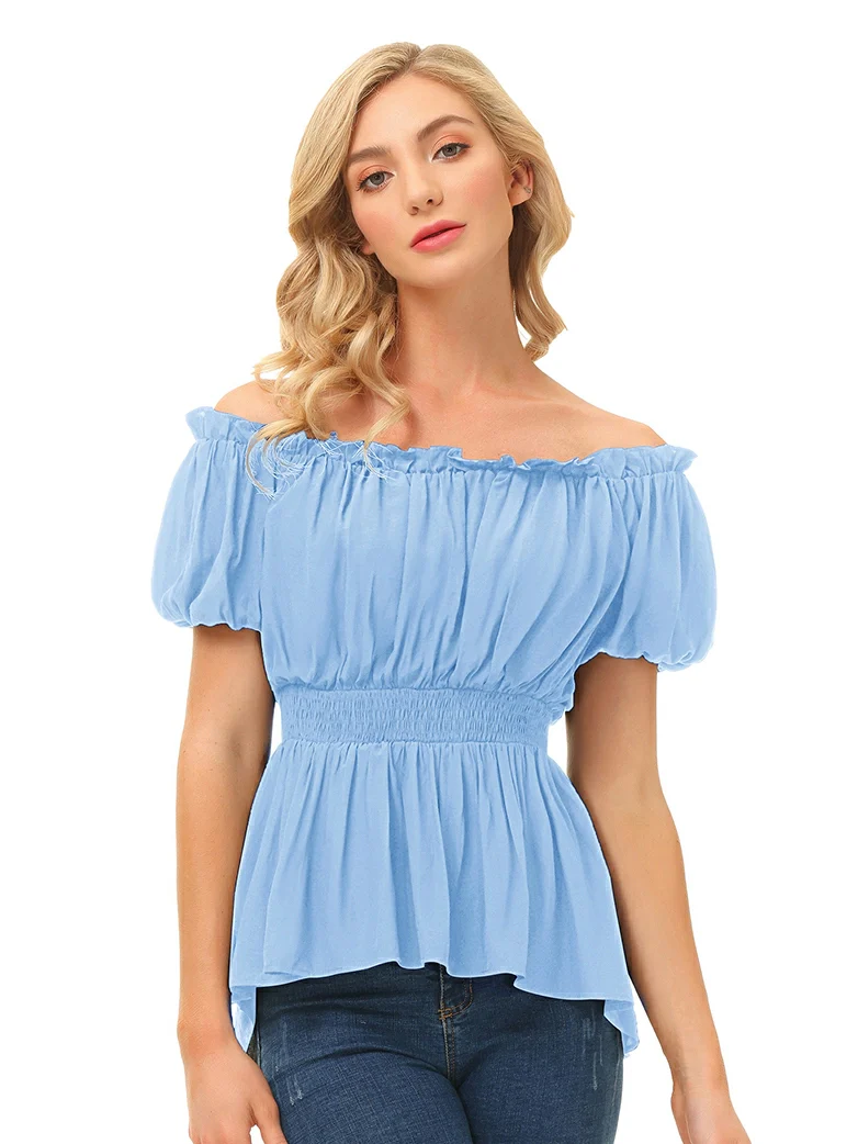 Renaissance Off the Shoulder Comfy Cotton Pirate Tops - Image 14