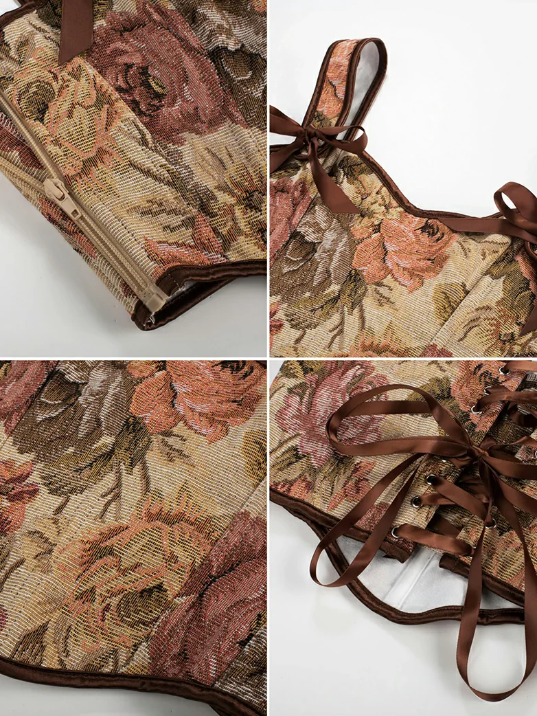Floral Boned Curved Hem Corset Body Shape Vest - Image 5