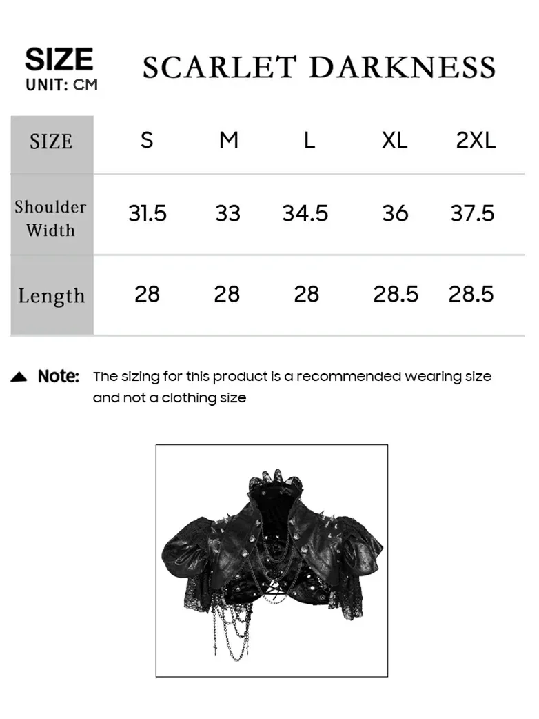 Gothic Leather Lace Studd Shrug Coat - Image 9